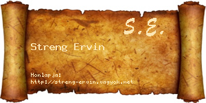 Streng Ervin névjegykártya